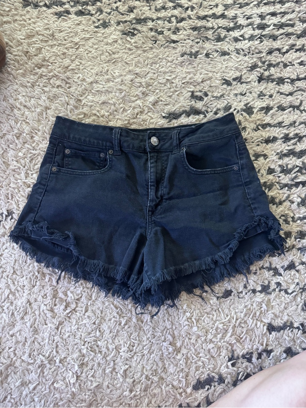 American Eagle Outfitters Black Frayed Hem Denim Cutoff Shorts
